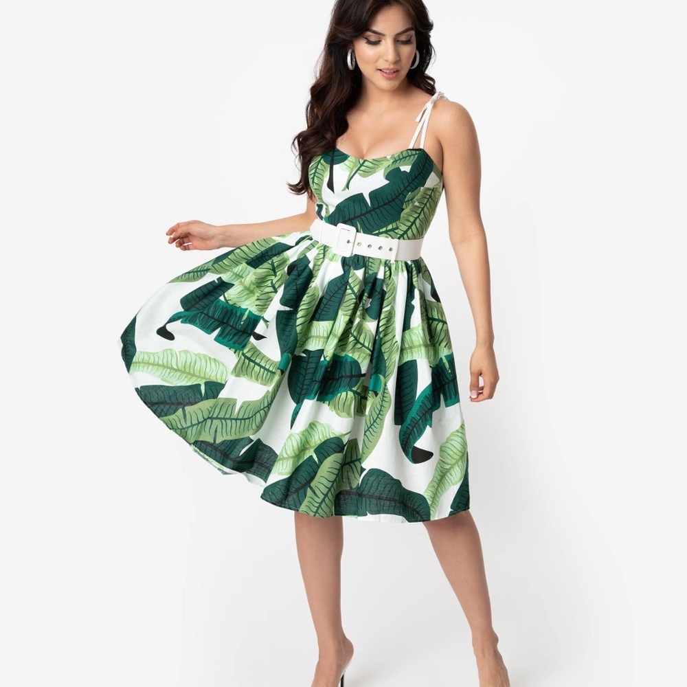 Collectif Jade Banana Leaf Print Dress